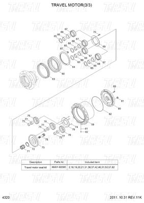R80-7 Đen Excavator Final Drive Assembly Catalog Travel Drive Reducer Parts