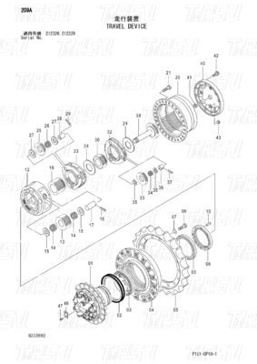 Hydraulic ZX200-3 Travel Final Drive Catalog cho máy đào 9233692 9261222