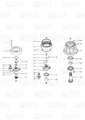 Máy khai quật Máy giảm tốc động tác lắc bằng màu sơn 099-0229 Danh mục E120B