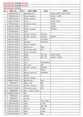 EC140B Máy cắt giảm lắc hành tinh cho Volvo Catalog VOE14507900