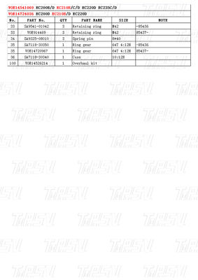 VOE14541069 Máy giảm tốc động cúi cao cấp cho Volvo EC210B Catalogue
