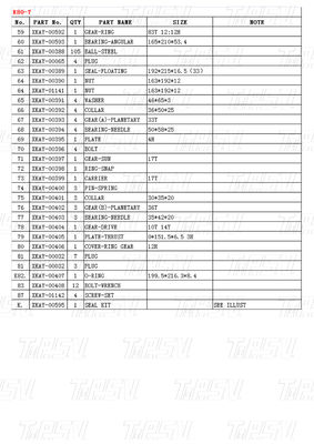 R80-7 Đen Excavator Final Drive Assembly Catalog Travel Drive Reducer Parts