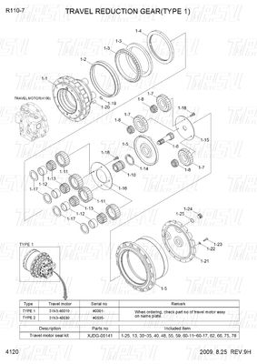 Catalog Excavator Final Drive Planetary Reducer 10 tấn Đen XJDG-00001 R110-7