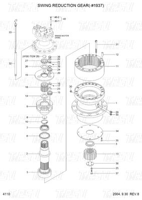 R210-7 Hyundai Excavator Swing Gear Box Catalog 31N6-10150 Máy giảm hành tinh
