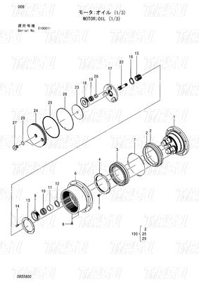 HITACHI EX55UR-3 ZX55UR ZX55UR-HHE Máy đào Động lực du lịch Danh mục 0732201