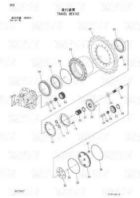 Drive Excavator Final Travel Catalog Motors Cho Hitachi Excavator Mô hình 9272927 ZX70-3