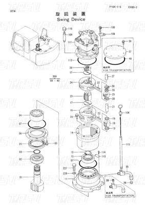 9118328 EX60-3 Máy đào Swing Drive Catalog Motor Parts with Planetary Gear Reducer