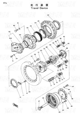 Đen EX200-1 ExcavatorTravel Drive Catalog với Bolt trên cài đặt 9066008 9080070 9096483