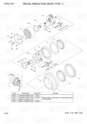 31Q6-40020 31Q6-40021 31Q6-40022 Năng lượng khai thác mỏ R220-9 Excavator Travel Drive Motor Catalog
