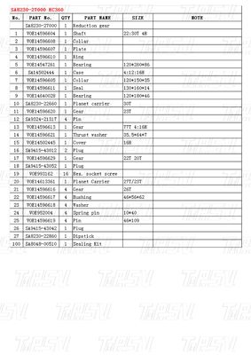 SA8230-27000 EC360 Máy đào Swing Drive Catalog Màu đen