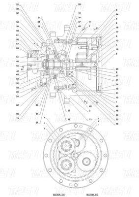 Tùy thuộc vào mô hình PY53D00004F1 SK55 Excavator Travel Drive Catalog