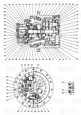 Bolt-on 2441U829F1 SK120-3 Excavator Travel Drive Catalog Motor tương thích với các thương hiệu và mô hình excavator khác nhau