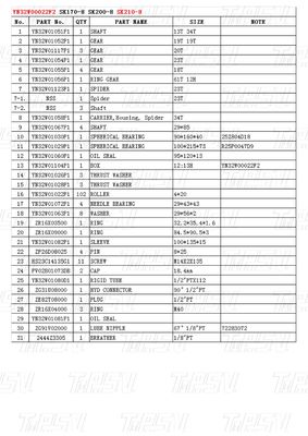 Màu sắc tùy chỉnh Có YN32W00022F2 SK210-8 Máy đào Swing Drive Catalog for Machinery Repair Shops
