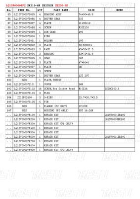 Cài đặt Bolt-on LQ15V00007F2 Excavator Travel Drive Catalog khác nhau tùy thuộc vào mô hình