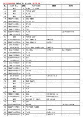 Cài đặt Bolt-on LQ15V00007F2 Excavator Travel Drive Catalog khác nhau tùy thuộc vào mô hình