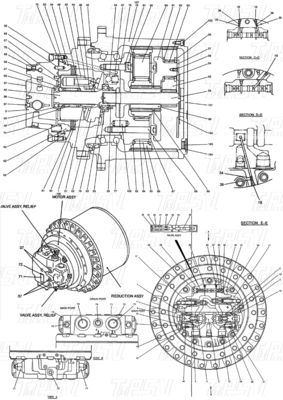 Cài đặt Bolt-on LQ15V00007F2 Excavator Travel Drive Catalog khác nhau tùy thuộc vào mô hình