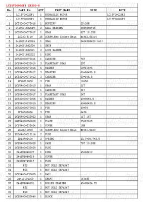 Màu đen LC15V00026F1 SK350-8 Máy khoan cuối cùng Catalog phụ tùng cho hiệu suất