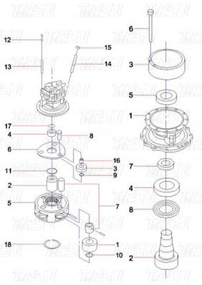 60042755 SY365C Máy đào Swing Drive Catalog Motor Bolt-on Installation