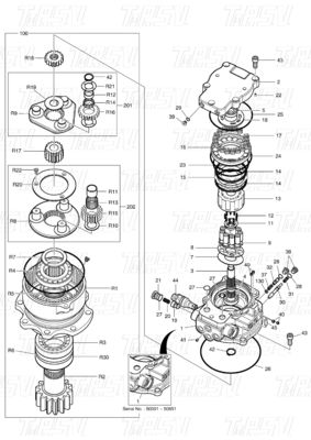 130426-00031 DX60R Excavator Swing Drive Catalogue Black Factory Color Hydraulic Swing Motor Động cơ Động cơ