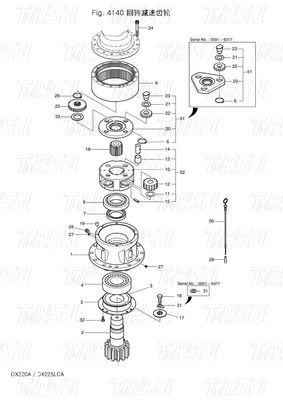 OEM Steel Bolt On Swing Motor cho Hitachi K1038203 130426-00010 130426-00010A DX225 Excavator Swing Drive Catalog