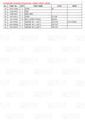 K1002518B K1002518 K1002518A 130401-00021 DX300 Excavator Swing Drive Catalog với các mô hình Excavator khác nhau Capacities