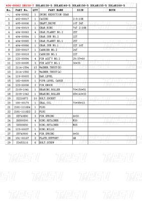 404-00062 DH150-7 Excavator Swing Drive Catalog Motors cho nhiều thương hiệu và mô hình