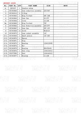 Bolt tùy chỉnh trên JRC0007 JS220 Excavator Swing Drive Catalog In Stock