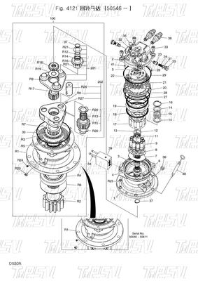 DX80R Excavator Swing Travel Drive Catalog Màu sắc tùy chỉnh
