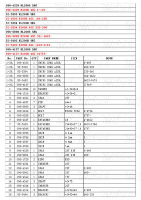Thép đen tùy chỉnh 096-4329 5I-5393 5I-5394 096-5898 5I-5492 099-4137 E200B Máy đào Động số quay Sửa chữa danh mục