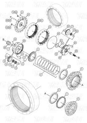OEM Thép 227-6949 296-6299 353-0611 523-0574 353-0615 E320D Excavator Travel Drive Catalog Gearbox Assembly