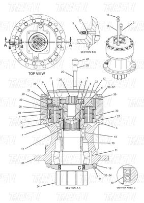 Màu đen 191-2693 E325C Máy đào Động cơ lắc Catalog Bolt-on In Stock Động cơ lắc thủy lực